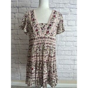 Patron Of Peace Women’s Cottagecore Earthy Romantic Floral Dress Size Medium
